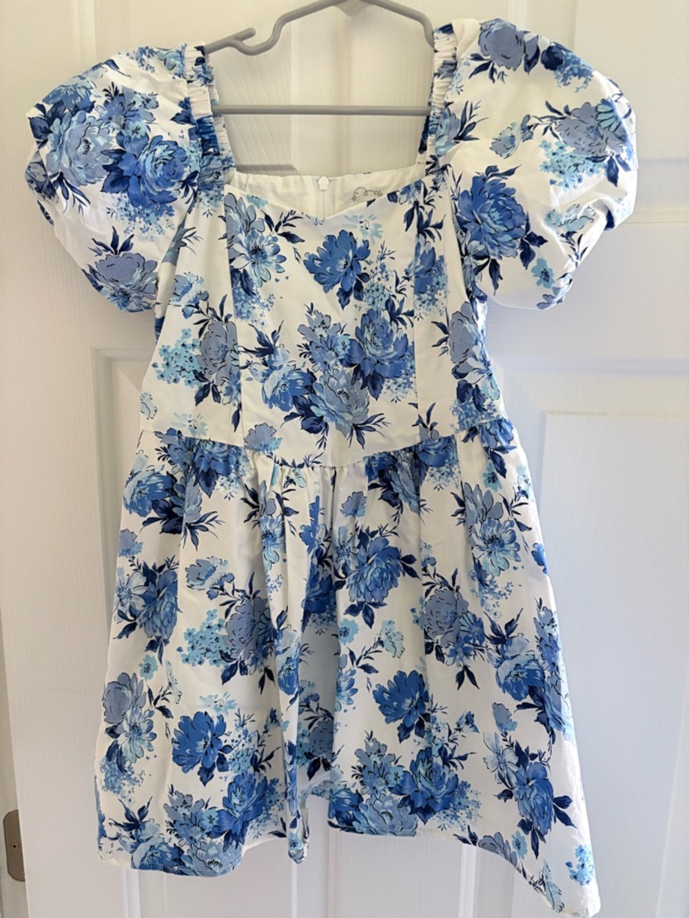 art class White and Blue Floral Dress